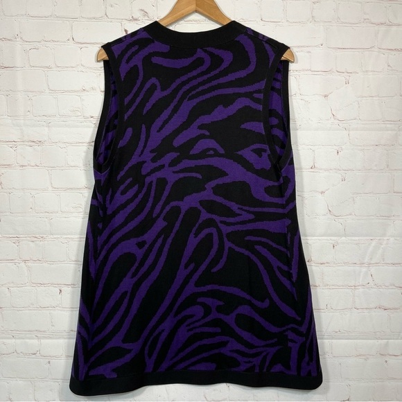 Chicos Cardigan Sweater Womens Size 1 Purple Black Zebra Sleeveless Silk Blend - Picture 7 of 8